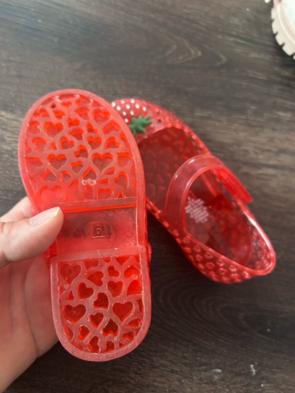 Red Kids Strawberry Jelly Mary Jane Shoes - Picture 2 of 2